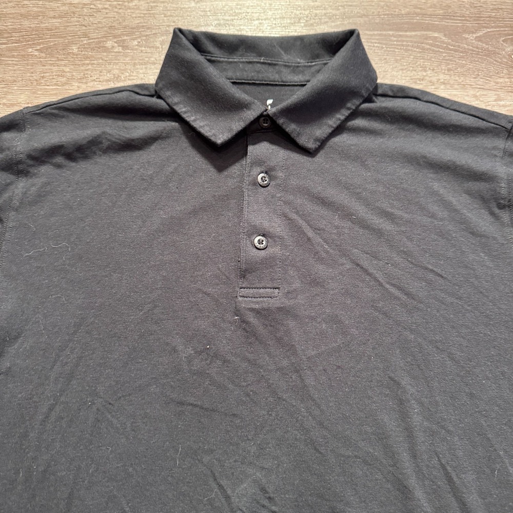 Fabletics Polo Shirt Mens Small Black Performance Nylon Polyester‎ Blend Golf
